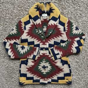Ralph Lauren Denim Supply Aztec Southwestern Cardigan Sweater Yellow Size S